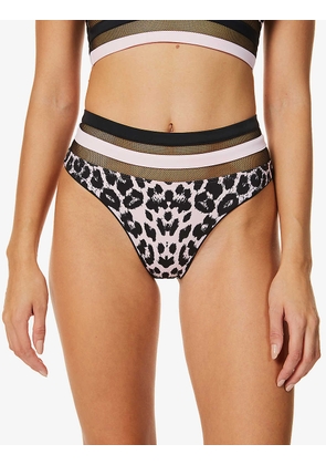 Zenaya leopard-print high-rise bikini bottoms