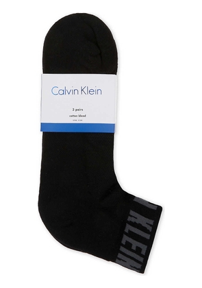 Calvin Klein Men's Black Combed Cotton Ankle Socks Set Of Three