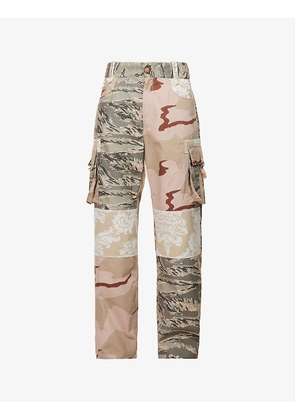 Desert Damask camouflage-pattern relaxed-fit wide-leg cotton-canvas cargo trousers