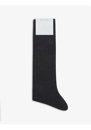 Falke Girls Dark Grey No7 Ribbed Virgin Wool Socks, Size: 7.5-8