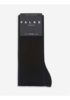 Falke Men's Black Anti-Slip Stretch-Cotton Knee-High Socks, Size: 7.5-8