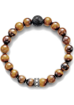 Thomas Sabo Rebel at Heart sterling silver, tiger's eye and obsidian beaded bracelet, Women's, Size: 19CM, silver