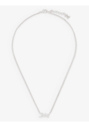 Hannah logo-embossed silver-tone brass necklace