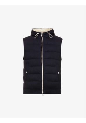 Quilted merino wool and cashmere-blend hooded gilet