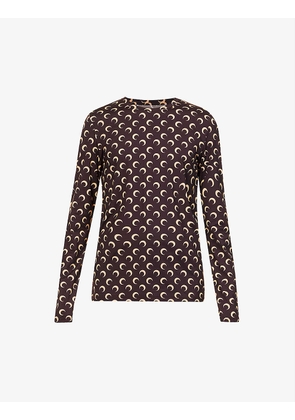 Moon-print long-sleeved recycled polyamide-blend top