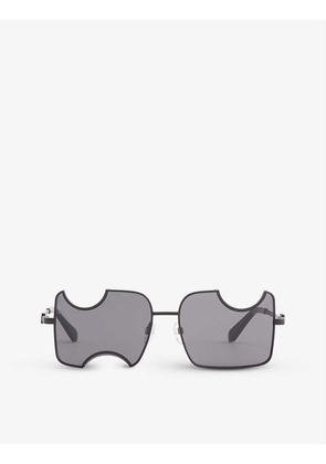 Salvadore cut-out rectangular acetate sunglasses