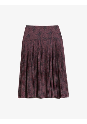 Emmilia floral-print pleated crepe midi skirt