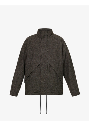 High-neck relaxed-fit wool-tweed jacket