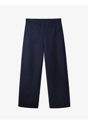 Wide-leg linen cropped trousers