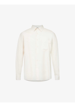 Spread-collar relaxed-fit wool shirt