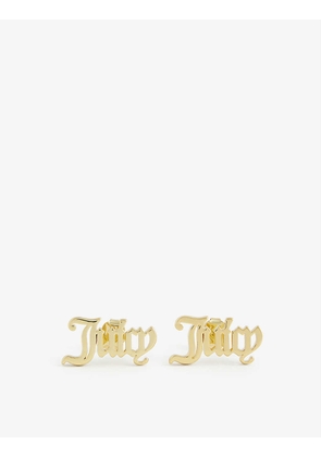 Logo-embossed gold-tone brass earrings