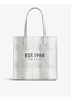 Lavayda croc-embossed branded large faux-leather tote bag