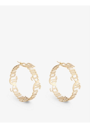 Olivia logo-embossed gold-tone brass hoop earrings