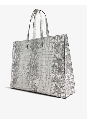 Lavauxx croc-embossed branded wide faux-leather tote bag