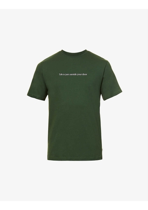 Graphic-lettering short-sleeved T-shirt