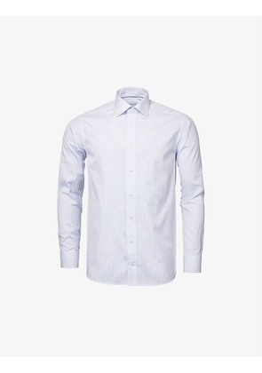 Slim-fit dot-print cotton-poplin shirt