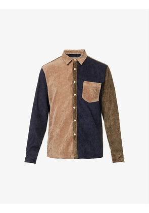 Ground contrast-panel regular-fit woven corduroy shirt
