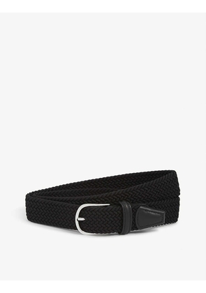 Andersons Black Woven Casual Elastic And Leather Belt, Size: 34