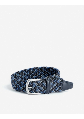 Andersons Mens Navy Blue, Grey and Silver Cord And Leather Belt, Size: 36