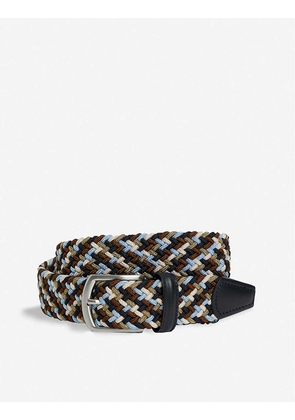 Andersons Mens Blue, Brown and Black Woven Elasticated Belt, Size: 36