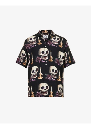 Memento Mori skull-pattern relaxed-fit woven shirt