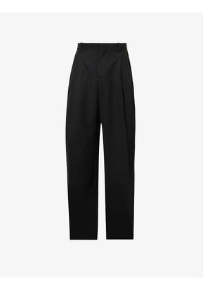 Pleated relaxed-fit high-rise woven trousers