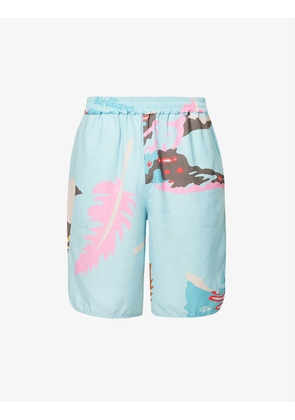 Graphic-print relaxed-fit woven shorts
