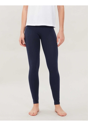 Branded-embroidery cotton-blend jersey leggings