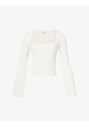 Emanuele square-neckline recycled cashmere-blend knitted top
