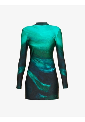 Lyra abstract-print stretch-woven mini dress