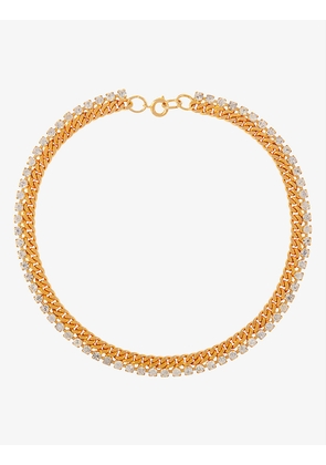 Pre-loved Rediscovered crystal-embellished yellow gold-plated necklace