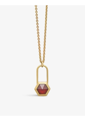 Padlock 22ct yellow gold-plated sterling silver and garnet necklace