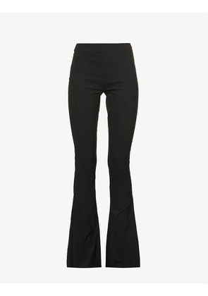 Flared-leg low-rise wool-blend trousers