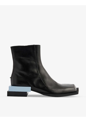 Steven Ma contrast stacked-heel leather boots