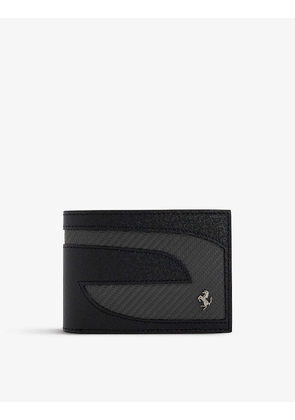 Carbon brand-plaque leather wallet