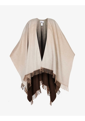 Fringed ombre cashmere cape