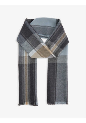 Check fringed extra-fine merino-wool scarf