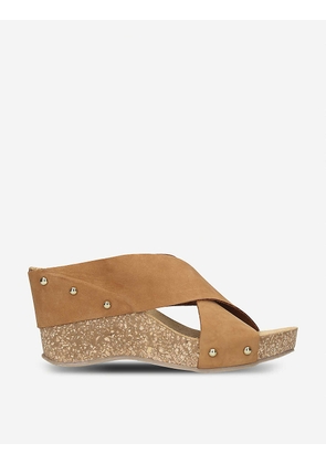 Sooty suede and cork wedge sandals
