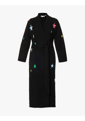 Star tie-waist cashmere dressing gown