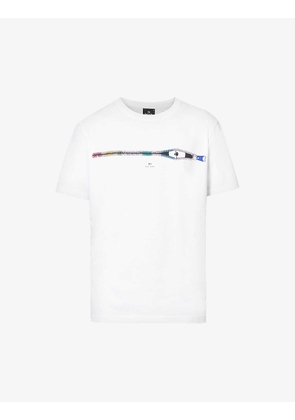 Zip-eyes graphic-print organic-cotton T-shirt