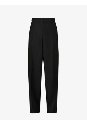 Pleated relaxed-fit straight-leg wool and silk-blend trousers