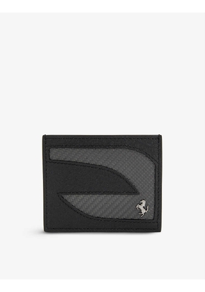 Carbon brand-plaque leather cardholder
