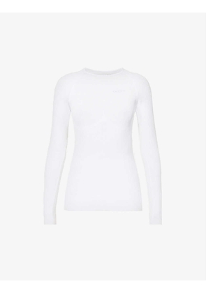 Raglan-sleeve fitted stretch-woven top