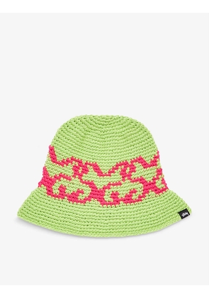 Graphic-knitted bucket hat