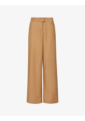 Cameron structured-waist wide-leg mid-rise woven trousers
