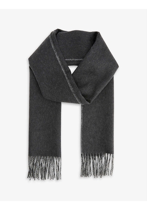 Fringe-edged reversible cashmere scarf