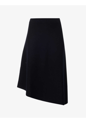 A-line high-rise wool midi skirt