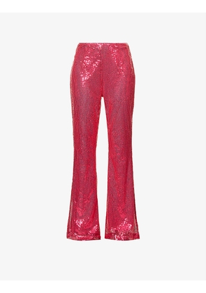 Savannah sequin-embellished wide-leg woven trousers