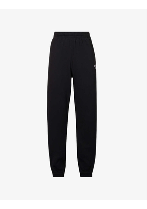 Logo-embroidered tapered-leg mid-rise organic-cotton jogging bottoms