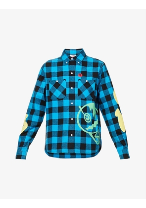 Graphic-print check cotton shirt